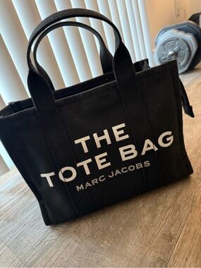 Marc Jacobs Black Canvas 'The Tote Bag' with White Logo